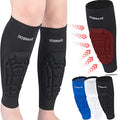 HOBRAVE 2PCS Soccer Shin Guards Padded Calf Compression Sleeves Supports for Shin Splint - size: Large