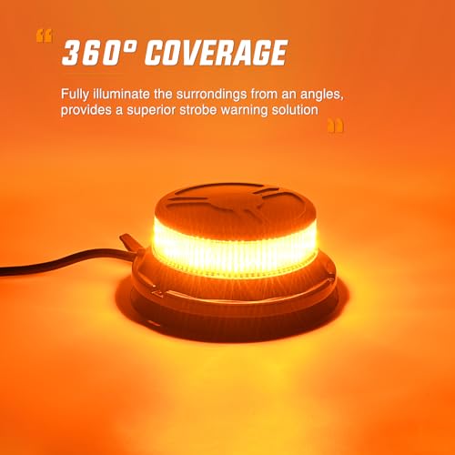 Nilight Amber Beacon Light 12V-24V Aluminum Base Flashing Safety Warning Lights Permanent & Magnet Mount LED Emergency Rotating Strobe Light for Forklift Truck Tractor UTV Snow Plow, 2 Years Warranty - color: Aluminum Base