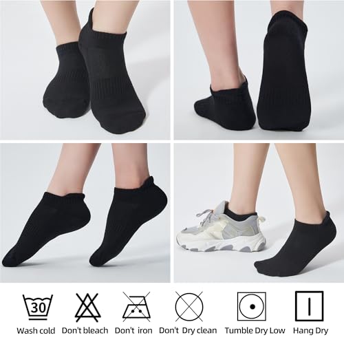 ATBITER Women's Ankle Socks Cushioned Running Athletic No Show Socks-6Pairs - color: 6pairs Black, size: 10-12