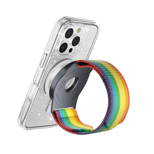 BAISRKE Magnetic Running Phone Holder Wrist Armband for Magsafe Case iPhone & Android - 360° Rotatable Phone Grip (Rainbow & Gunmetal, Regular (fits Wrist/Armband up to 9") - color: Rainbow & Gunmetal, size: Regular (fits Wrist/Armband up to 9")