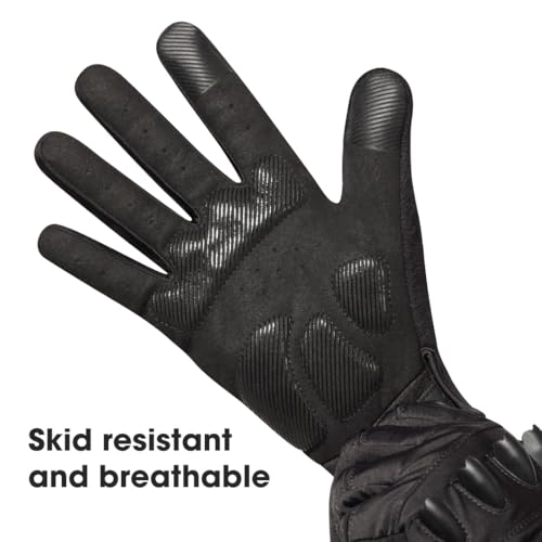 Rechargeable 4 LED Flashlight Full Finger Cycling Gloves for Men,Size XL - color: Black, size: Xlarge