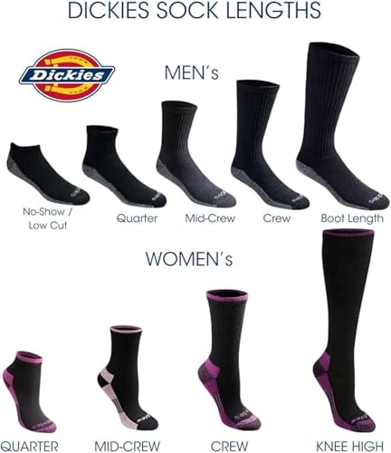Dickies Men's HYDRO-COOL Moisture Control Crew Socks (6 Pairs) - color: Hi-vis Char Assorted (6 Pairs)