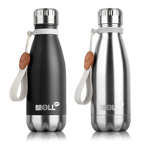 9 oz Stainless Steel Vacuum Insulated Water Bottle for Kids (Black-Silver) - color: Black-Silver, size: 9 Ounces