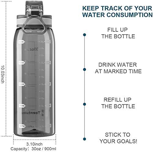 30oz Tritan Water Bottle with Time Marker, 1-Pack, Clear Gray - color: Clear Gray