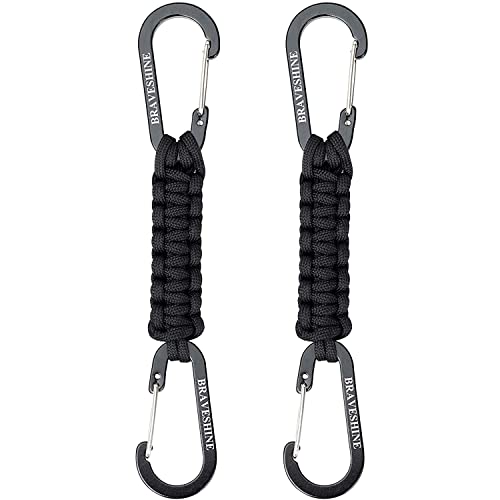 BRAVESHINE Paracord Keychain Carabiner Clip | D Ring Hanger Lanyard Hook - color: Black