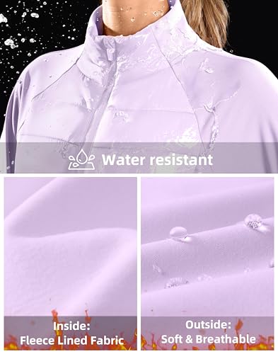 G Gradual Women's Running Fleece Lined Jackets 6 Pockets Lightweight Water Resistant Puffer Jacket for Hiking Travel - color: Purple Rose, size: X-Large