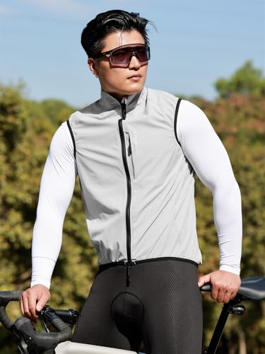 WOSAWE Reflective Cycling Vest with Chest Pocket Water-Repellent Lightweight Windproof Gilet for Running, Hiking, Biking - color: Silver, size: Medium