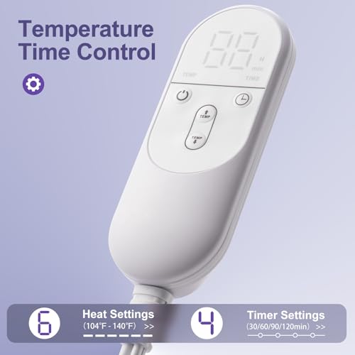 VALGELUIK Heating Pad for Back Pain Relief, 12"x24" Electric Heat Pad Gifts - color: Purple, size: 12 Inch x 24 Inch