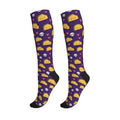 Compression Socks Knee High Support Stockings Women Men - color: Cute Taco Skull Purple