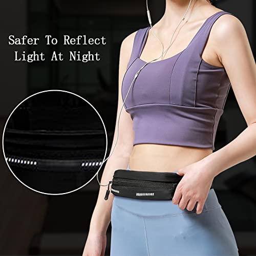 Slim Running Belt Fanny Pack, Exercise Waist Pack for Women and Men, Runners Fanny Pack Phone Holder, Waist Belt for Workout Jogging Hiking Cycling, Money Belt Running Gear Accessories (Black)