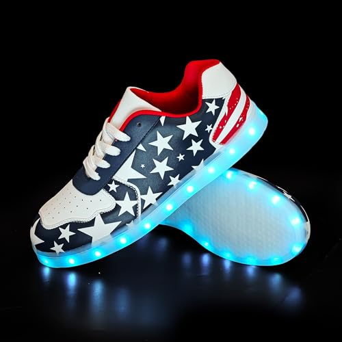 Wooowyet Men LED Light Up Shoes for Women High Top Lights Sneakers Glowing Neon Luminous Sequin Fashion Sparkle Bling Shiny Punk Boots LED Shoes - size: 12.5 Women/10.5 Men