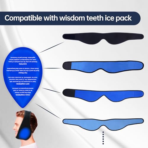 ZNÖCUETÖD 4 Packs Small Gel Ice Packs for Injuries Reusable Compatible with Wisdom Teeth Ice Pack Head Jaw Face Wrap Oral Dental Surgery Recovery - color: Blue With 4 Ice Packs Only