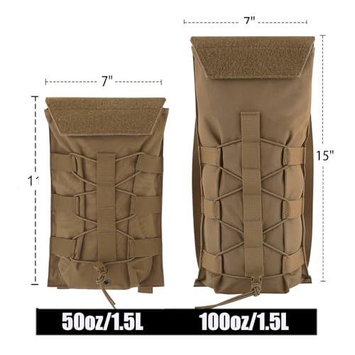 PETAC GEAR 1.5L / 3L Tactical Hydration Pack，Molle Carrier Pouch for 50 oz /100 oz Hydration Bladder Daypack Water Backpack. - color: CB, size: 3L bag only