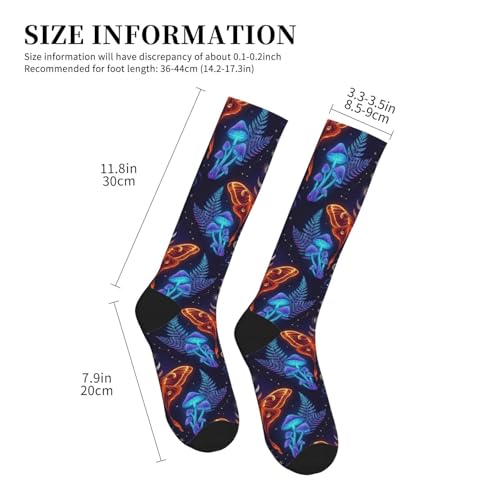 Witchy Moth Compression Socks For Women Men - color: Moth Neon Mushrooms