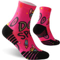 NIcool Cycling Socks For Men, 1/3 Pairs Bright Seamless Compression Running Crew Socks Youth Cushioned Tennis Quarter Socks - color: 1 Pair Hot Pink/Bike Print