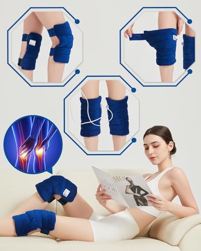 Knee Heating Pad for Arthritic, 2PCS Super Soft Electric Heat Pad for Leg, 20s Fast Heating Knees Warmers with 10-90min Auto-Off Timer, 86-158℉ Heat Level (No Battery, No Vibration)