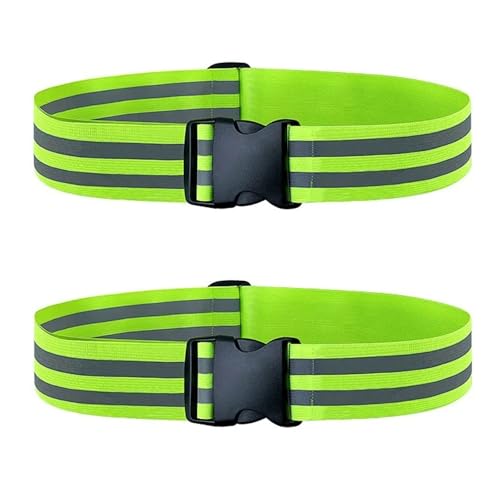 2 Pack Reflective Sash Elastic Stretchy Reflective Bands High Visibility Glow Waist Belt Reflectors Safety Waist Band Strap for Running at Night Early Morning Walking Dogs Cycling Evening Walks