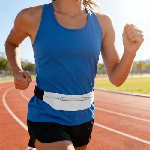 Water Resistant Running Belt for Men & Women, Reflective Sports Waist - color: Pink