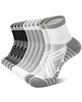 Womens Compression Ankle Crew Socks, Breathable Cushioned Socks - color: Gray Black White, size: 9-11
