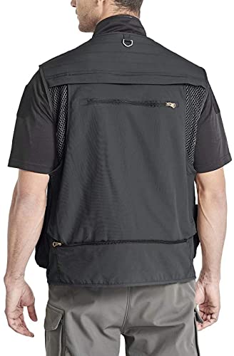Lilychan Mens Utility Casual Fishing Vests Outdoor Vest Multi Pockets Cargo Vest Travel Hunting Camping Tactical Outerwear - color: Grey, size: 3X-Large