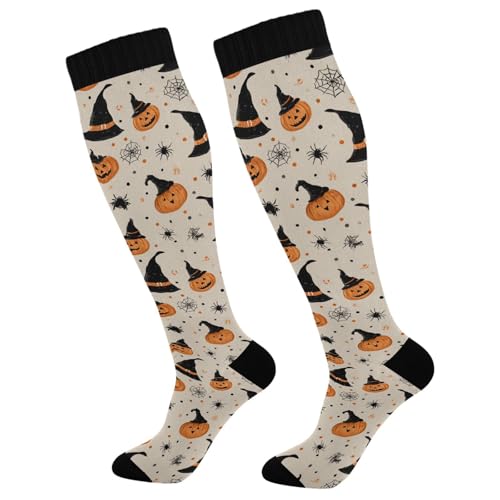 Wusikd Milk Cow Compression Socks for Women and Men Circulation Flowers Long Socks for Athletic Running 2 - color: Halloween