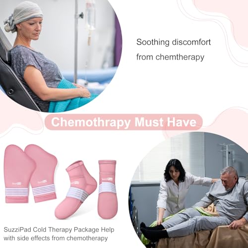 SuzziPad Chemo Gloves and Socks for Chemotherapy, Cancer Comfort Items, Include 10 Ice Pack, Ideal for Soothing Hand and Foot Discomfort, L - size: L, style: Cold Therapy Socks and Gloves