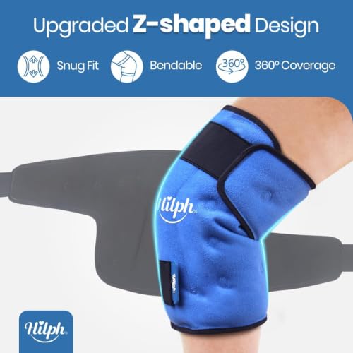 Hilph Ice Pack for Knee Pain Relief, Z-Shaped for Bendable & 360° Coverage - color: Blue