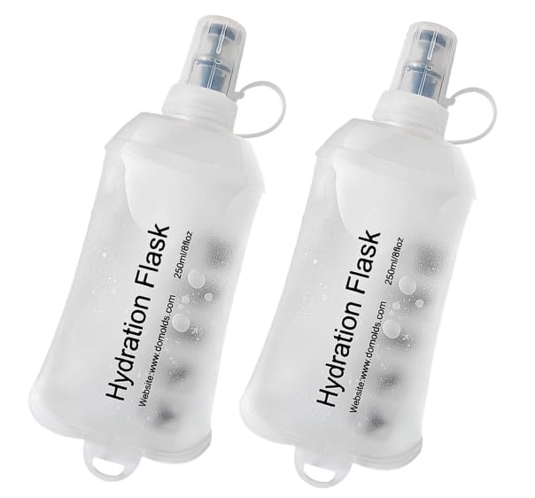 CLINTT 250ml Soft Flask, Foldable Running Water Bottle, TPU Folding Soft Water Flask, BPA-Free Collapsible Flask for Hydration Pack Running Vest, Cycling, Climbing, Hiking - 2Pcs, White - color: 2pcs,250ml white