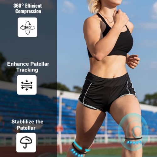 2 Pack Patellar Tendon Strap Lightweight Soft Knee Stabilizer with Silicone Pad for Running Basketball Tennis Football - color: black