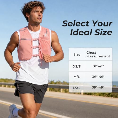 Running Vest for Women & Men with 500ML Soft Flask | Hydration Vest - color: Pink, size: XS/S (1 Soft Flask)