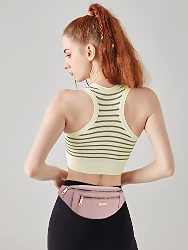Crossbody Fanny Packs Waist Pack for Women, Waterproof Waist Bag with Adjustable Strap for Travel Sports Running - color: cute pink