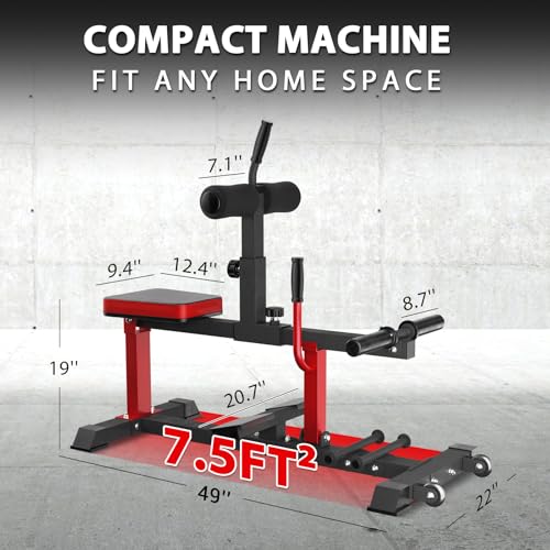 GMWD Adjustable Seated Calf Raise Machine with Band Pegs for Leg Training and Exercise - Home Gym Equipment - color: Red