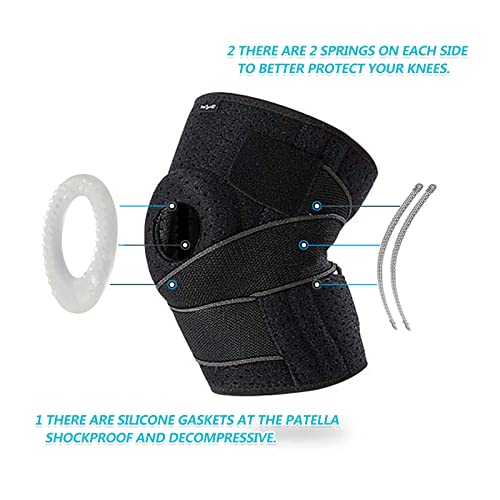 DOUFURT Knee Brace for Men & Women, Side Stabilizers & Patella Gel Pads - color: Grey & Black, size: Medium(Pack of 1)