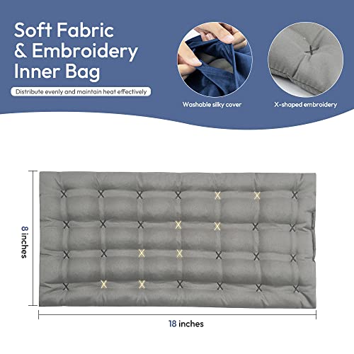 Microwavable Heating Pad with Washable Cover, 8 x 18 Microwave Heating Pad for Neck and Shoulders, Moist Heat Bean Bag Warm Compress for Knee, Joints, Wrist, Abdomen (Dark Blue) - color: 8 X 18" Dark Blue - 1 Pack