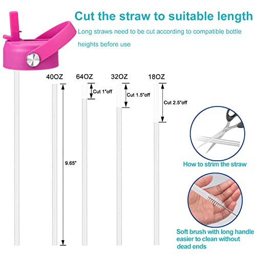 Straw Lid for Hydro Flask Wide Mouth Water Bottle 32 40 OZ - Lids with Straws Replacement Cap Fits 12, 16, 20 oz Hydro Coffee Flasks, Flip Top Flex Handle, BPA-Free Sports Accessories Cover(Carnation) - color: Carnation