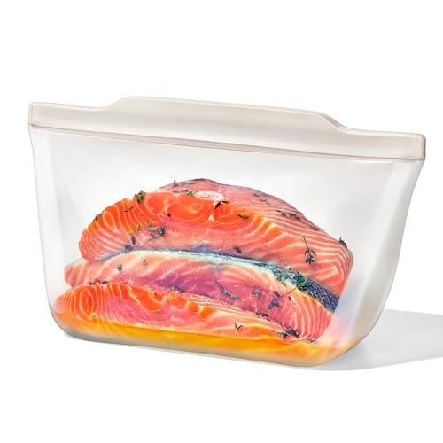 OXO Good Grips Silicone Reusable Bag - Stand-Up Half Gallon (64 oz), Oat - color: Oat, size: Stand-Up Half Gallon (64 oz)