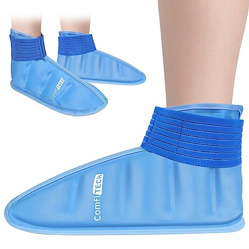 ComfiTECH Foot Ice Pack Wrap for Feet, Cooling Boot for Ankle, Cold Heel Pad for Plantar, Large - size: Large