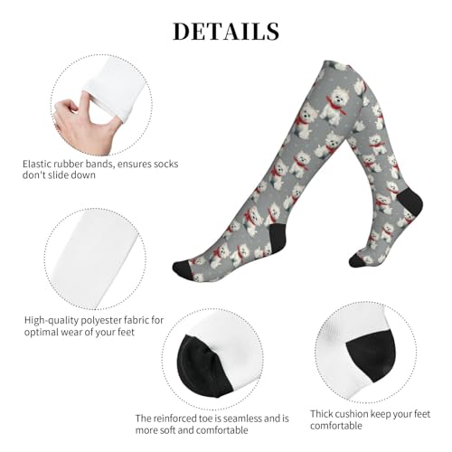 Cute Compression Socks Knee High Support Stockings Women Men - color: Cute West Highland Terrier Dogs