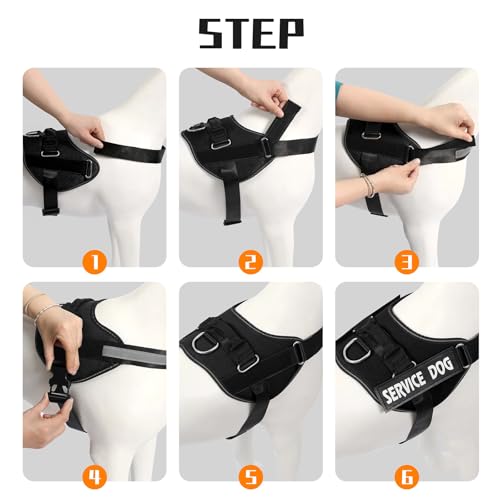 MUMUPET Service Dog Harness, No Pull & Reflective Pet Vest, Black, XS - color: Black, size: X-Small