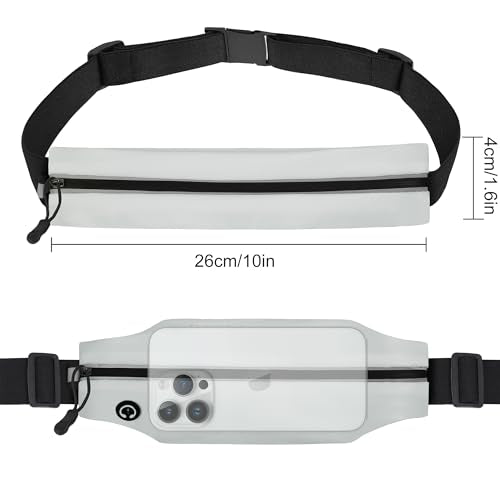 Running Belt Fanny Pack for Men and Women Slim Running Bag Phone Holder Runner Money Belt Running Essentials Workout Fitness - color: Grey