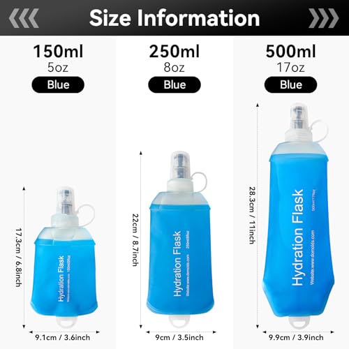 500ml Soft Flask, Soft Water Bottle for Hydration Packs, Running, Hiking, Cycling and Climbing - 2Pcs Blue - color: 500ml, 2 blue