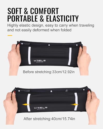 WRELS Hydration Running Belt with TPU Soft Flask 250ml,Breathable Running Belts for Women Men Workout Exercise Fitness Waist Bag Phone Holder For Runner Marathon Jogging - color: Black-S
