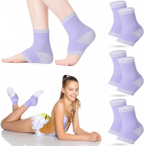Tarpop 3 Pair Girls Ankle Brace Compression Sleeves, Purple, Medium - color: Purple, size: Medium