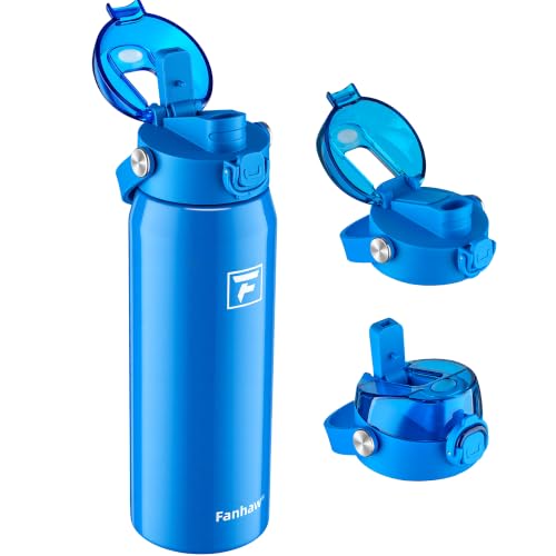 Fanhaw 24oz Stainless Steel Water Bottle with 2-in-1 Lid, Sky Blue - color: Sky Blue