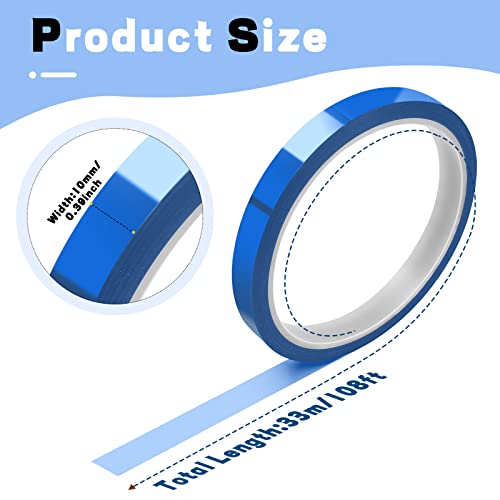 HTVRONT Heat Tape for Sublimation - Resistant 2 Rolls 20mm x 33m Tape, No Residue Transfer Blanks Tumblers Mugs Fabrics Press Thermal Blue - color: Blue, size: 10mm*33m