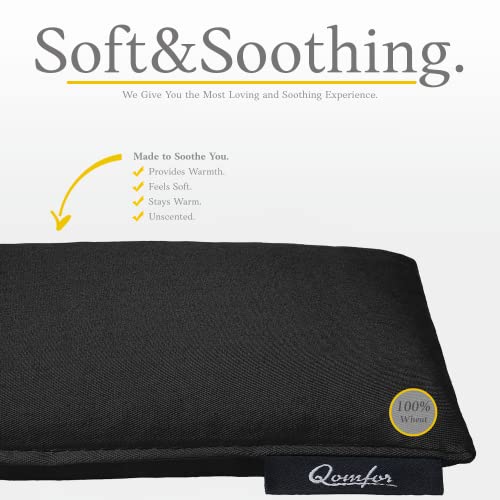 Qomfor - Microwavable Heating Pad - Black - 3-Chamber Design Heat Pack - Therapeutic Heat Wrap for Neck, Shoulders & Period Cramps Pain Relief - Reusable Hot/Cold Therapy Bag - color: Black