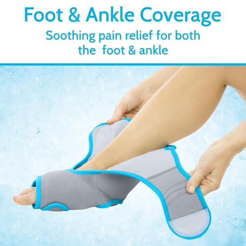 Vive Ankle Ice Pack Wrap - Foot Cold/Hot Compression Brace - Adjustable