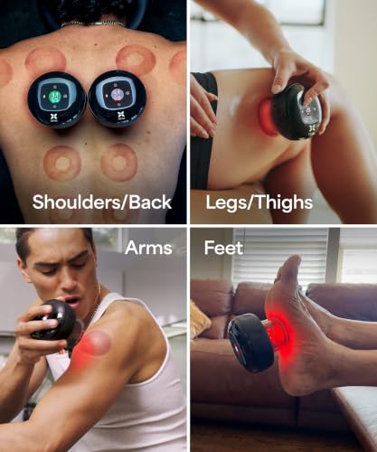REVO The Original 4-in-1 Smart Cupping Therapy Massager, Red Light Therapy for Targeted Pain Relief, Knots, Aches, Muscle Soreness, Circulation & Tighter Skin, Portable Cupping Kit (Four Pack) - size: 4 Pack