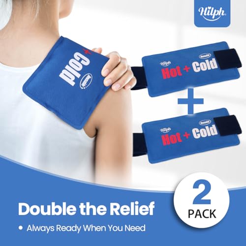 Hilph Ice Packs for Injuries 2 Pack, Hot Cold Gel Therapy Wrap with Strap