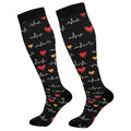 Wusikd Heartbeat Symbol Compression Socks for Women and Men Circulation Black Long Socks for Athletic Running 1 - color: Heartbeat